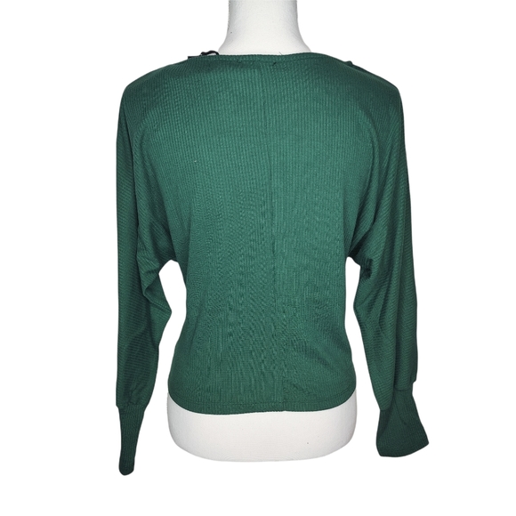 ✨SOLD✨Chocolate USA Women's Green Waist Lace Knit Long Sleeve Top Size Small - Picture 8 of 15